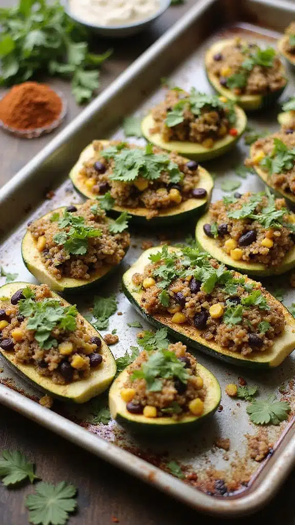 13 Irresistible Vegan Zucchini Recipes That Even Meat Lovers Will Enjoy! - 3. Stuffed Zucchini Boats