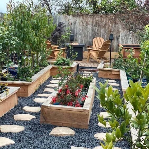 14 Smart Raised Garden Beds Layouts for Optimal Vegetable Growth - Natural Pathways: Stone and Soil