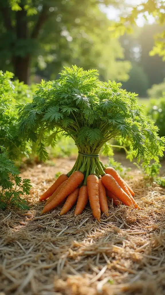 15 Beautiful Carrot Bed Ideas That Will Transform Your Garden - 10. Carrot Bed with Straw Mulch