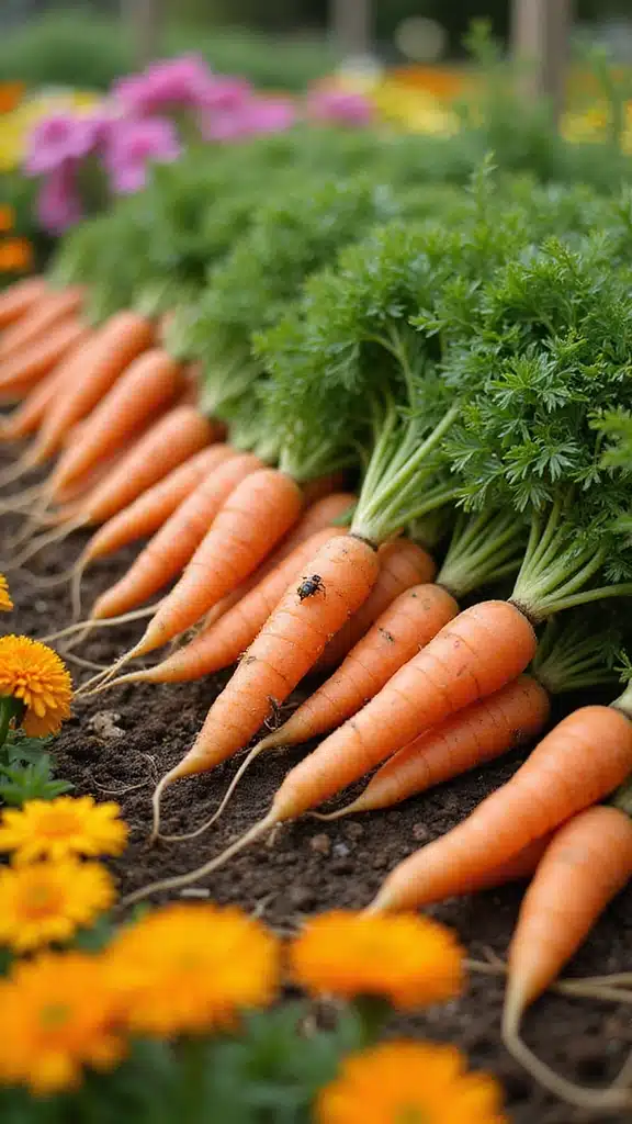 15 Beautiful Carrot Bed Ideas That Will Transform Your Garden - 8. Carrot Bed with Companion Flowers