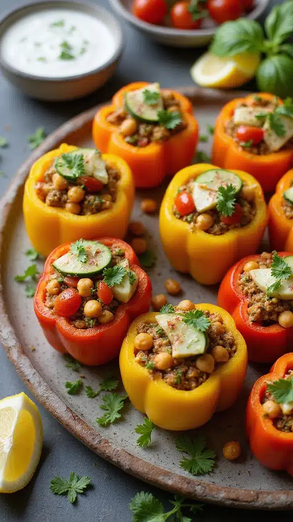 15 Quick and Delicious Stuffed Bell Peppers with Garden Veggies Ready in 30 Minutes! - 3. Mediterranean Chickpea Stuffed Peppers