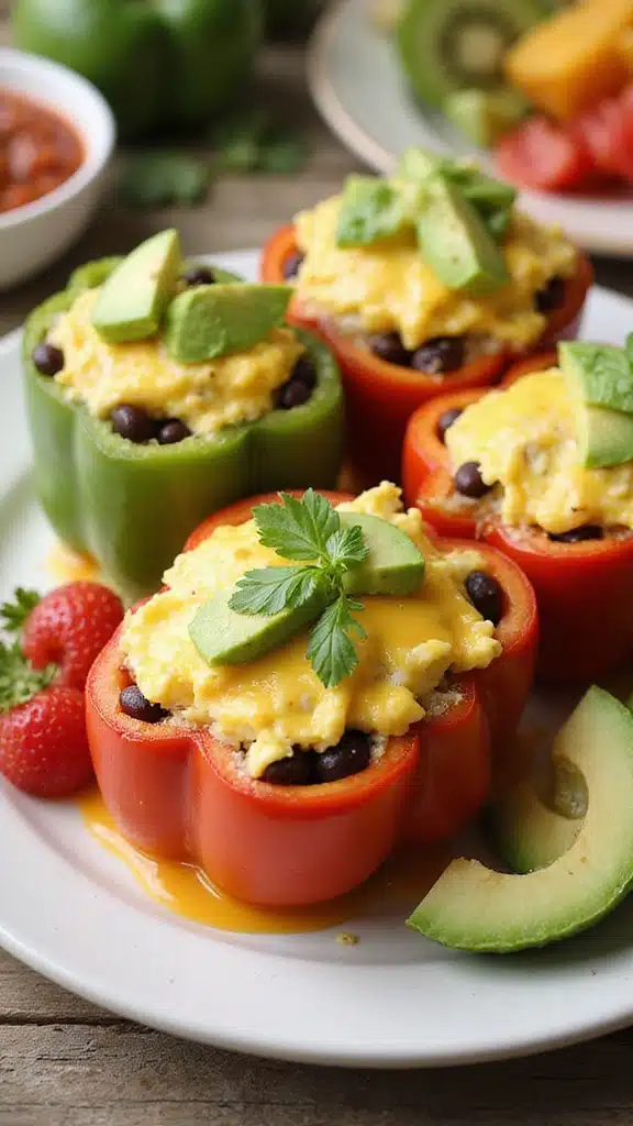 15 Quick and Delicious Stuffed Bell Peppers with Garden Veggies Ready in 30 Minutes! - 8. Breakfast Burrito Stuffed Peppers