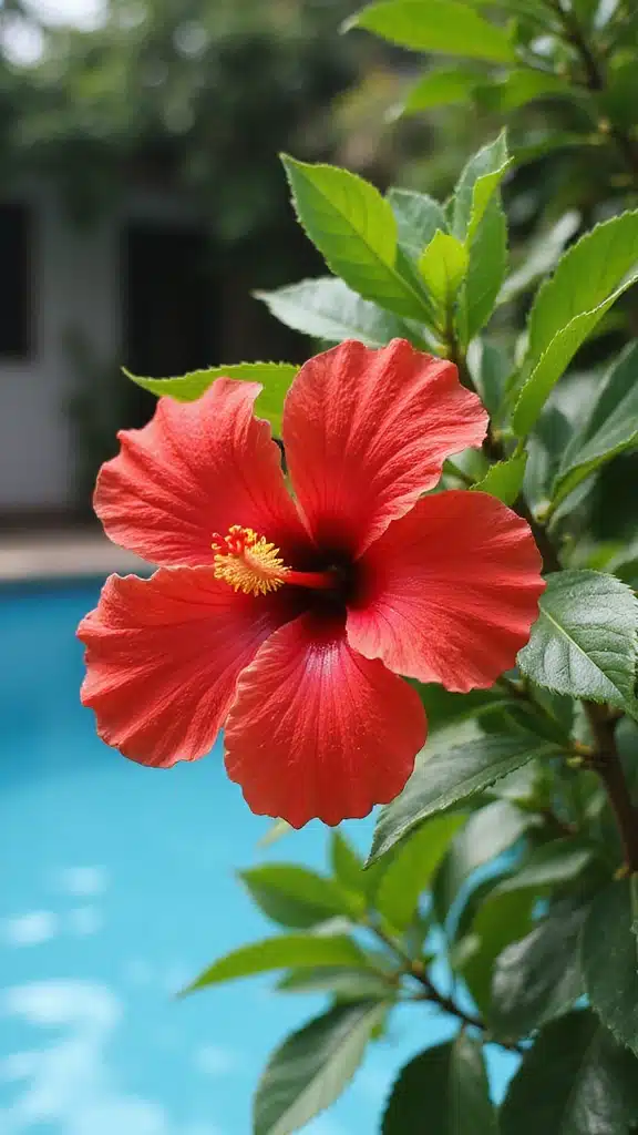 17 Breathtaking Plants Around Your Pool That'll Make You Feel Like You're on Vacation! - 1. Tropical Hibiscus