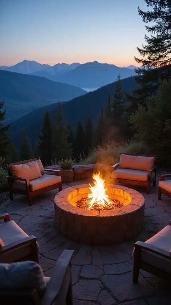 20 Creative Fire Pit Landscaping Ideas That Will Wow Your Guests! - 19. Fire Pit with a Sweeping View