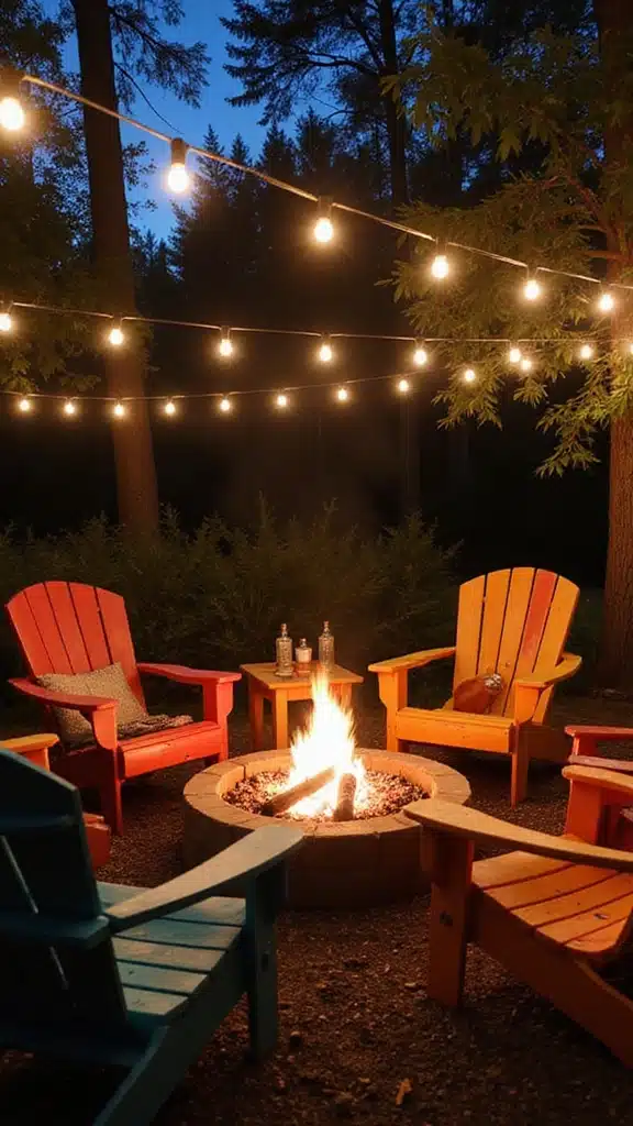 20 Creative Fire Pit Landscaping Ideas That Will Wow Your Guests! - 3. Cozy Adirondack Chairs Around the Fire Pit