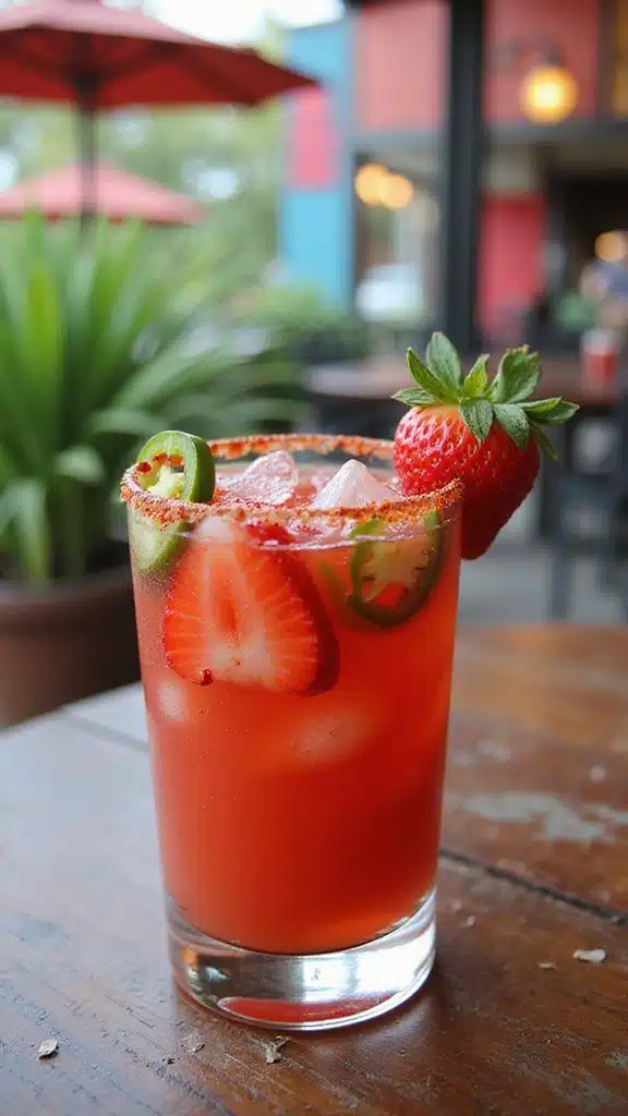 20 Stunning Garden-to-Glass Party Cocktails with Fresh Mint & Berries (Your Guests Will Rave!) - 12. Spicy Strawberry Margarita