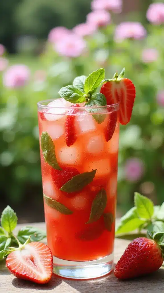 20 Stunning Garden-to-Glass Party Cocktails with Fresh Mint & Berries (Your Guests Will Rave!) - 2. Strawberry Basil Smash