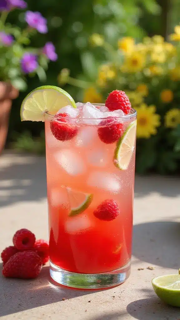 20 Stunning Garden-to-Glass Party Cocktails with Fresh Mint & Berries (Your Guests Will Rave!) - 4. Raspberry Lime Rickey