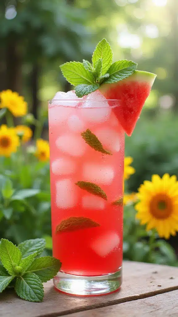 20 Stunning Garden-to-Glass Party Cocktails with Fresh Mint & Berries (Your Guests Will Rave!) - 5. Minty Watermelon Cooler