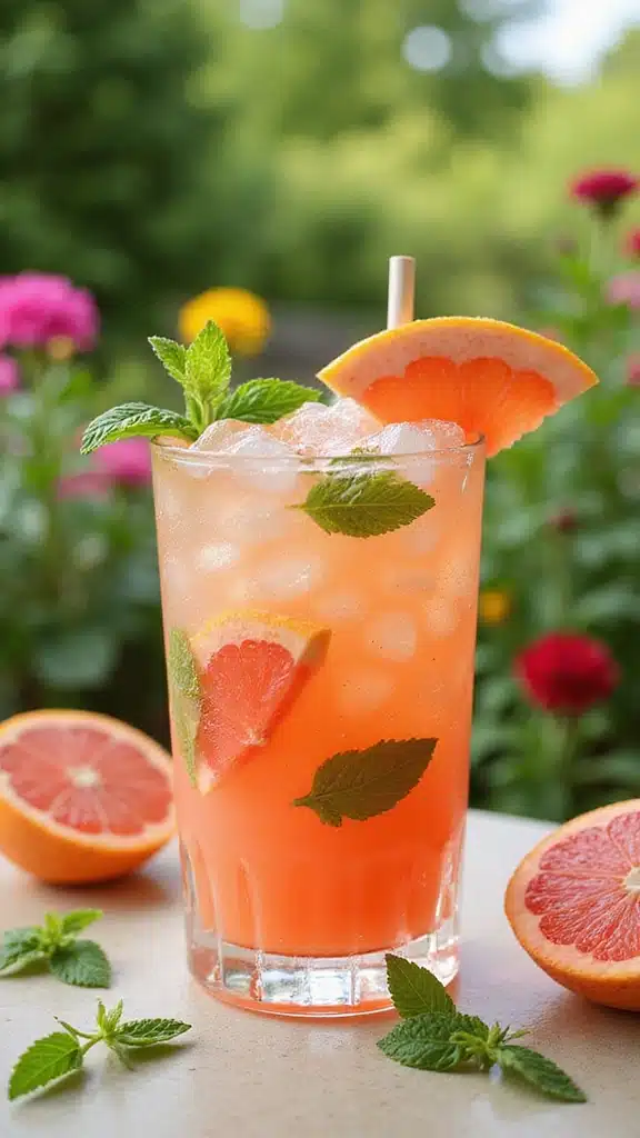 20 Stunning Garden-to-Glass Party Cocktails with Fresh Mint & Berries (Your Guests Will Rave!) - 9. Grapefruit Mint Spritzer