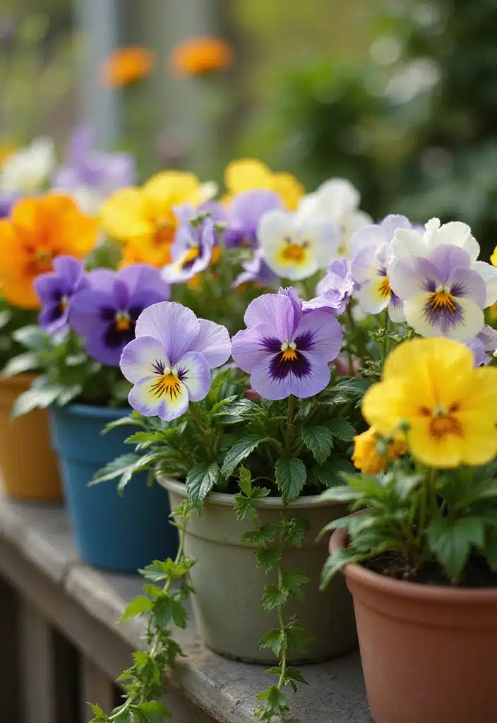 20 Inspiring Easter Blooms Arrangements You’ll Want to Copy! - 9. Cheerful Pansy Planters