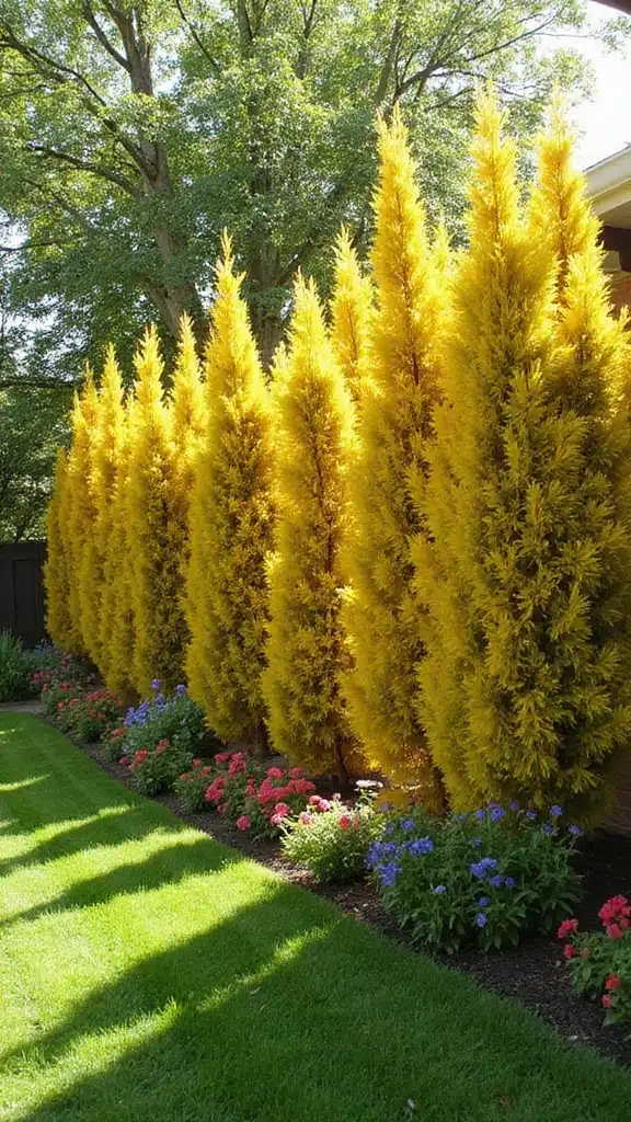 20 Outdoor Privacy Trees and Hedges That'll Make Your Small Yard Feel Huge! - 17. Golden Leyland Cypress