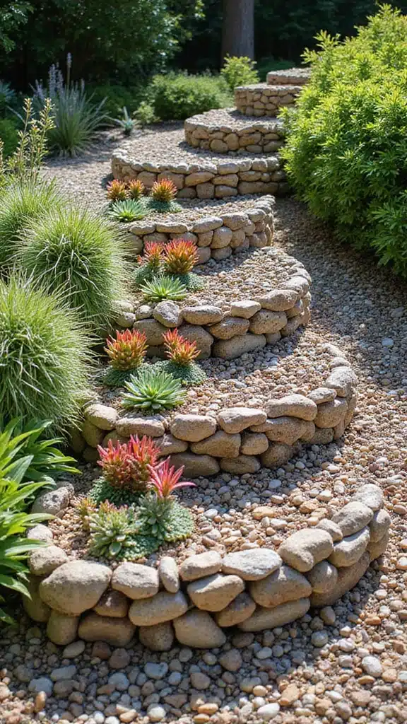 15 Unique Pebble Garden Designs Featuring Succulents (Your Neighbors Will Be Jealous of #5!) - 10. Pebble Spiral Garden