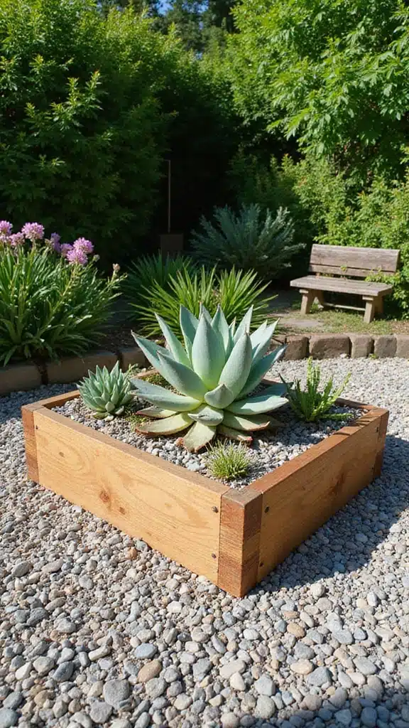 15 Unique Pebble Garden Designs Featuring Succulents (Your Neighbors Will Be Jealous of #5!) - 4. Elevated Pebble Garden Bed