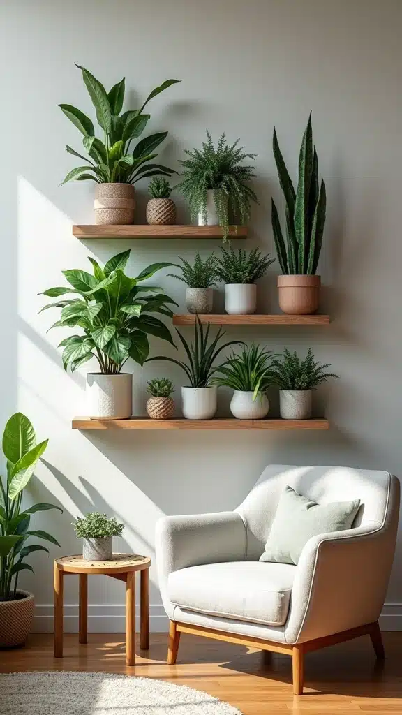22 Stylish Snake Plant Ideas That Are Absolutely on Trend Right Now - 3. Vertical Gardens: Snake Plants on Shelves