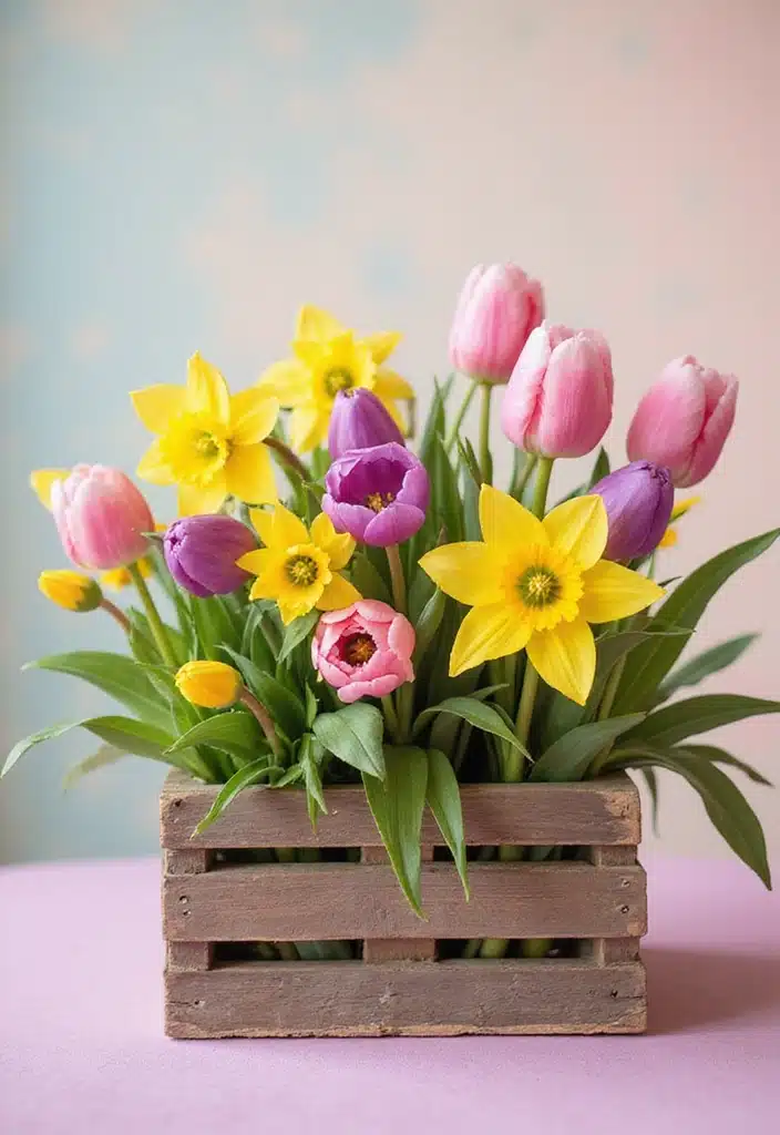 20 Inspiring Easter Blooms Arrangements You’ll Want to Copy! - 7. Vibrant Tulip and Daffodil Combo