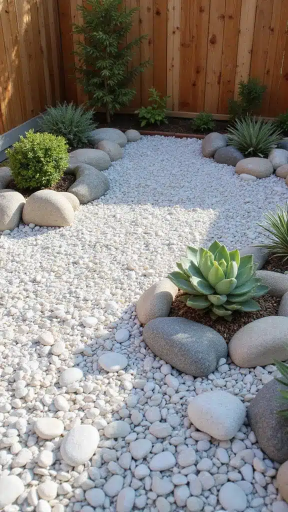 15 Unique Pebble Garden Designs Featuring Succulents (Your Neighbors Will Be Jealous of #5!) - 8. Minimalist Pebble Garden