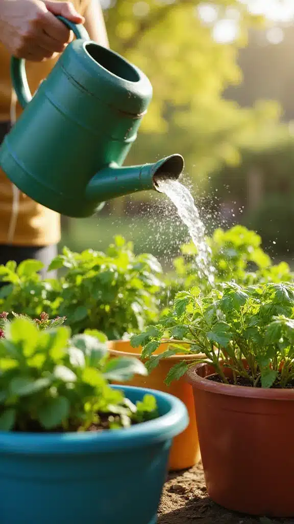 Step By Step Guide: How to Create a Thriving Container Vegetable Garden in Any Space - 4. Watering Wisely