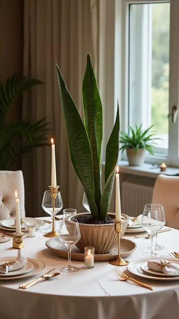 22 Stylish Snake Plant Ideas That Are Absolutely on Trend Right Now - 4. Snake Plants as Centerpieces