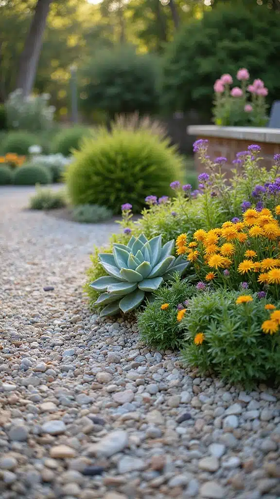 15 Unique Pebble Garden Designs Featuring Succulents (Your Neighbors Will Be Jealous of #5!) - 14. Pebble Garden with Succulent Borders