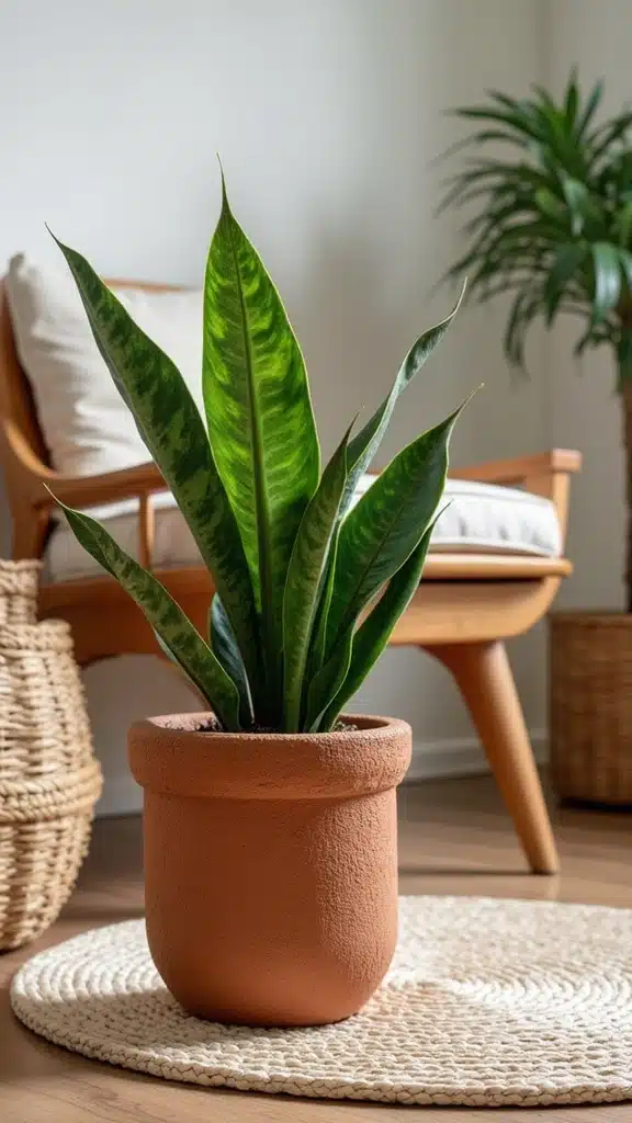 22 Stylish Snake Plant Ideas That Are Absolutely on Trend Right Now - 5. Textured Planters for Added Interest