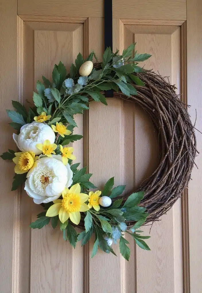 20 Inspiring Easter Blooms Arrangements You’ll Want to Copy! - 5. Rustic Spring Wreath