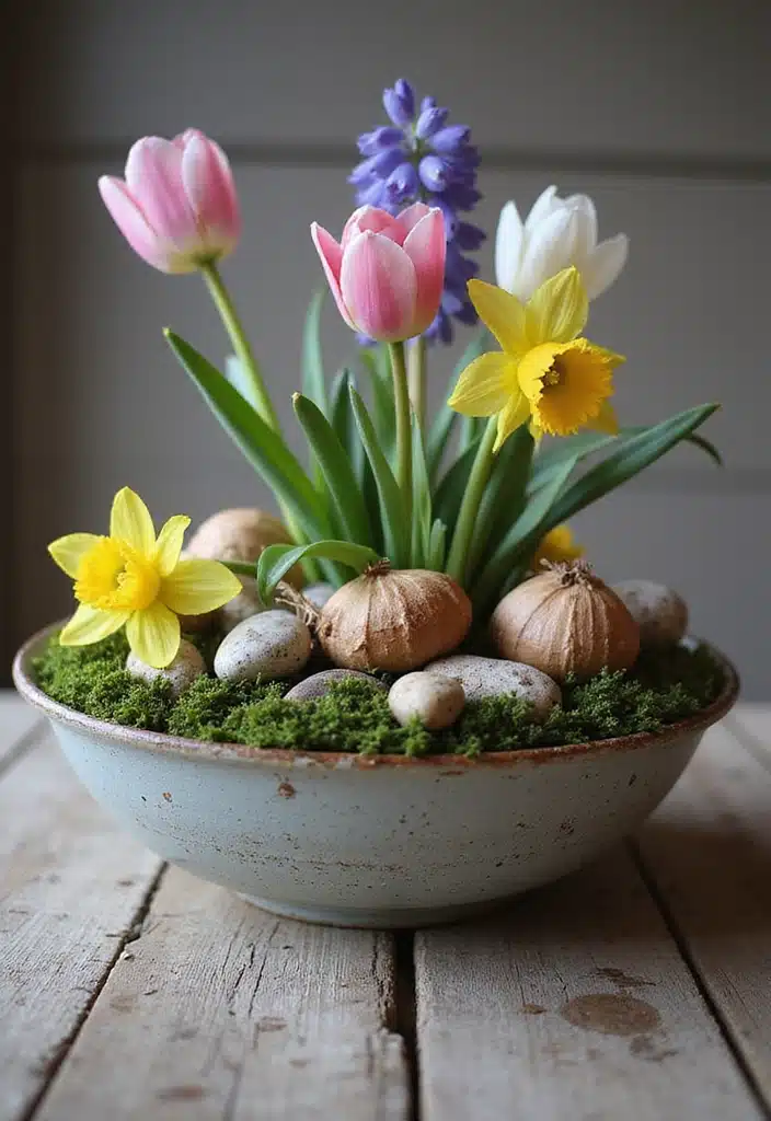 20 Inspiring Easter Blooms Arrangements You’ll Want to Copy! - 18. Spring Blooming Bulb Arrangement