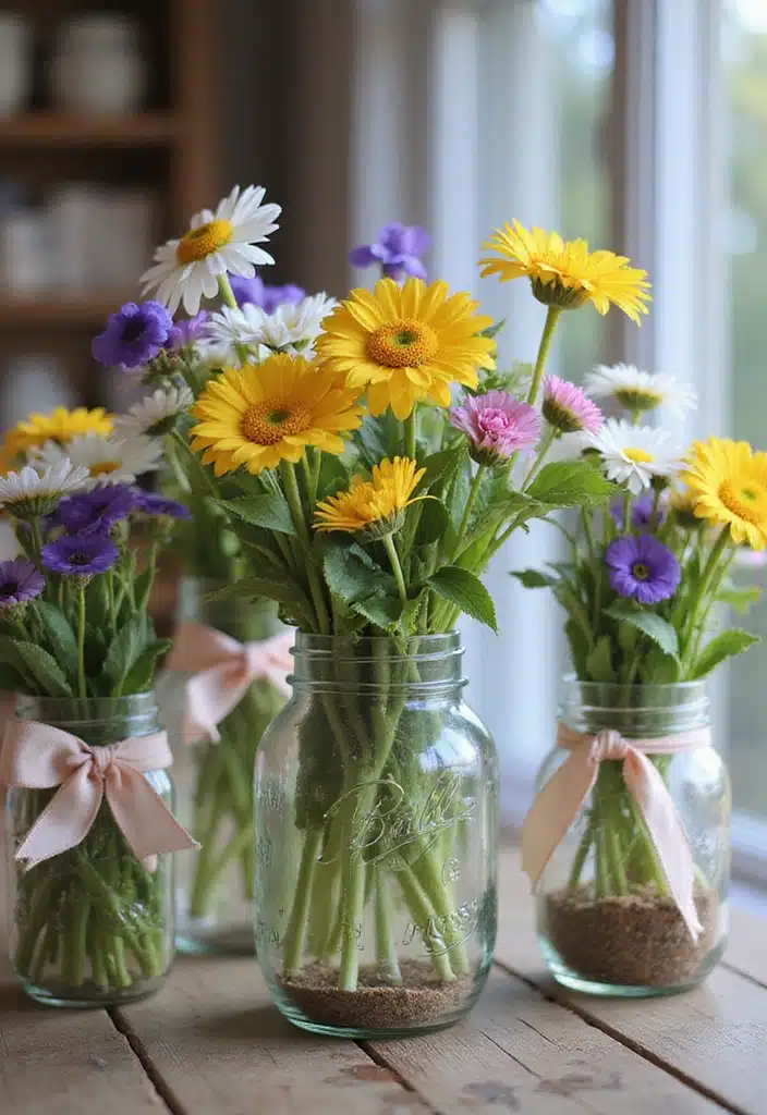 20 Inspiring Easter Blooms Arrangements You’ll Want to Copy! - 11. Spring Floral Jars