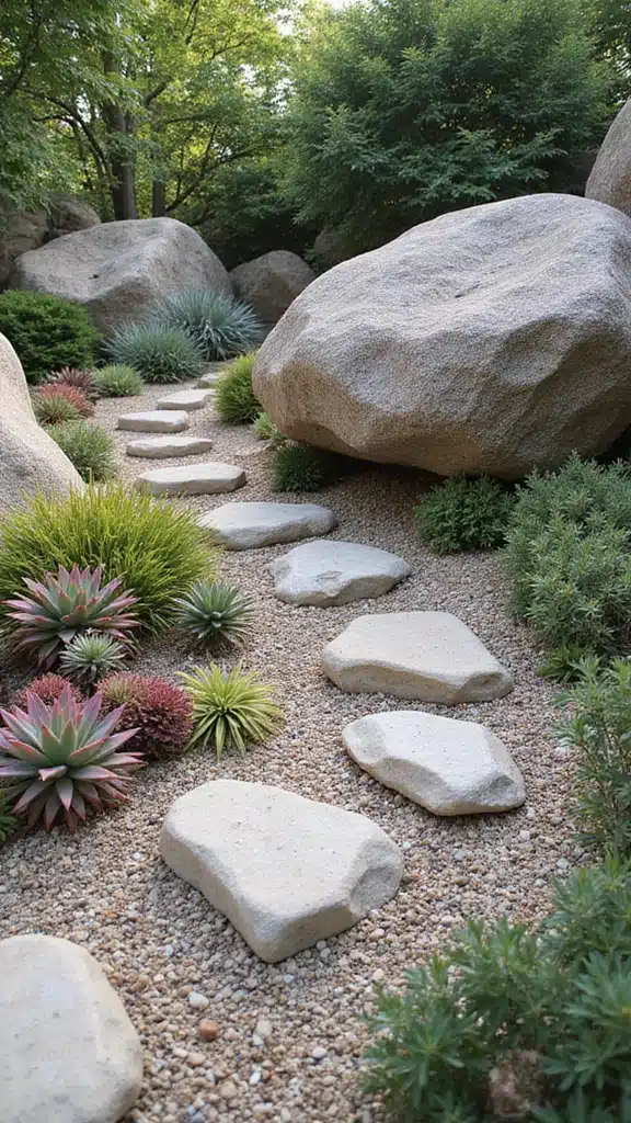 15 Unique Pebble Garden Designs Featuring Succulents (Your Neighbors Will Be Jealous of #5!) - 6. Pebble Rock Garden with Succulent Accents