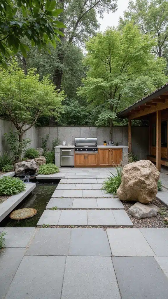 21 Stunning Outdoor Kitchens You’ll Want in Your Backyard - 21. Zen Outdoor Kitchen