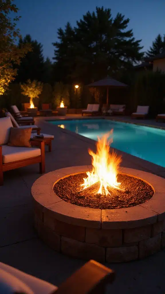 12 Poolside Garden Ideas That Feel Like a Private Oasis - 12. Fire Features
