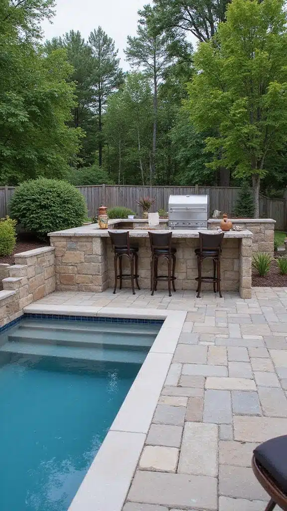 19 Luxury Pool Landscape Designs That Will Make Your Backyard Look Like a Resort! - 12. Luxurious Outdoor Kitchen