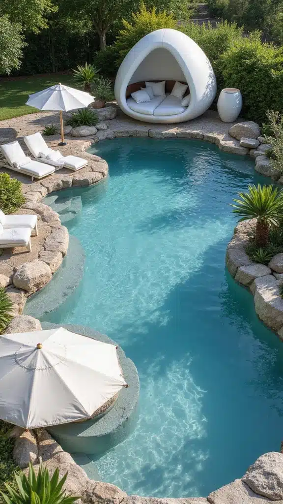 19 Luxury Pool Landscape Designs That Will Make Your Backyard Look Like a Resort! - 17. Poolside Relaxation Pods