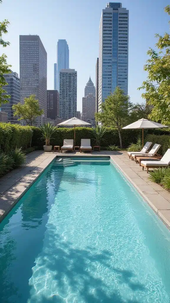 19 Luxury Pool Landscape Designs That Will Make Your Backyard Look Like a Resort! - 6. Chic Urban Retreat
