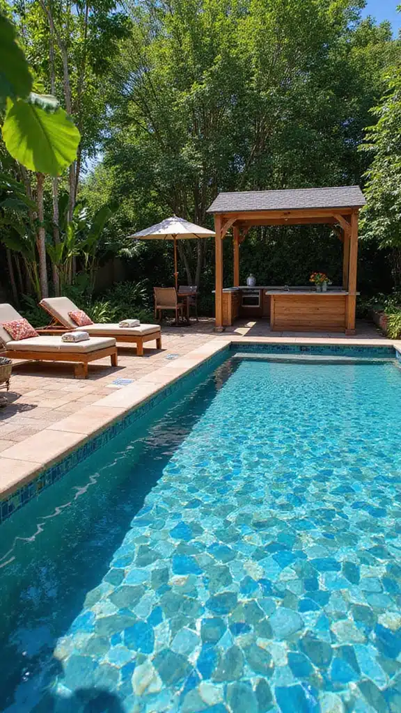 19 Luxury Pool Landscape Designs That Will Make Your Backyard Look Like a Resort! - 7. Colorful Mosaic Design