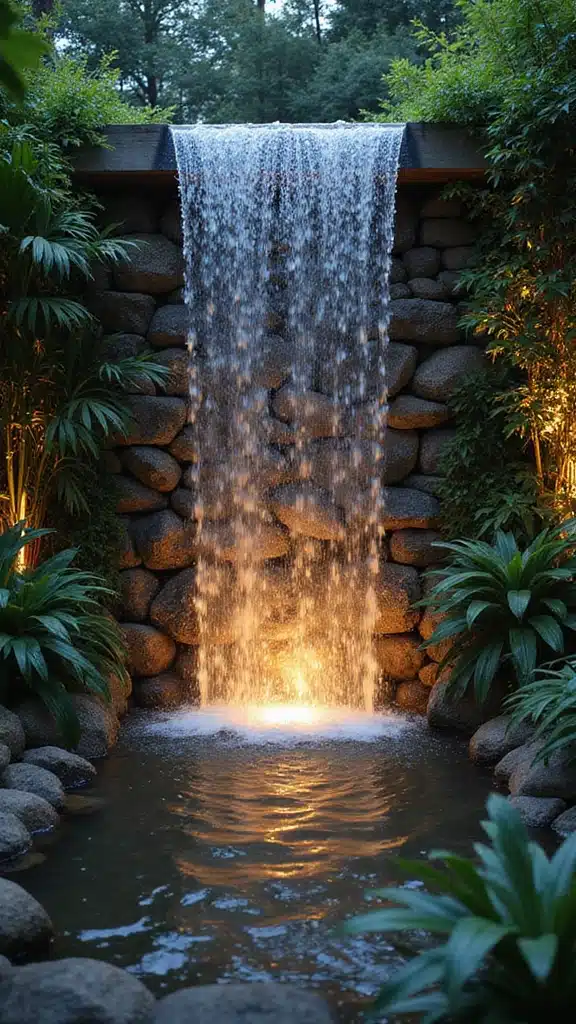 17 Backyard Water Features That Instantly Add Zen - 3. Elegant Water Wall