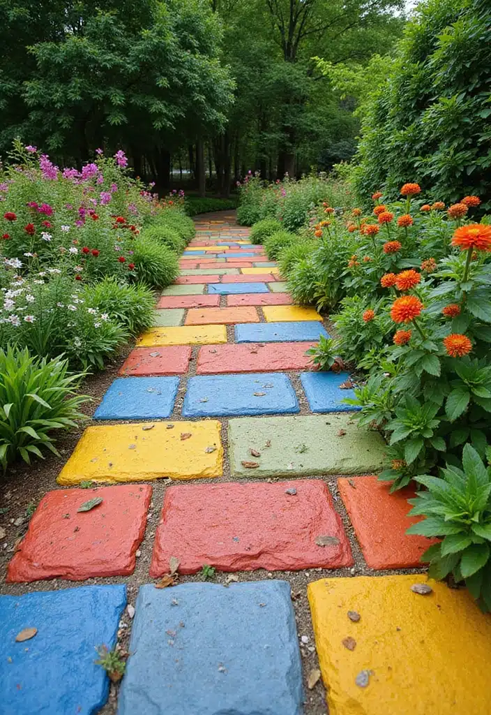 20 Unbelievably Fun DIY Garden Projects That Will Transform Your Outdoor Space! - 4. Colorful Garden Pathway