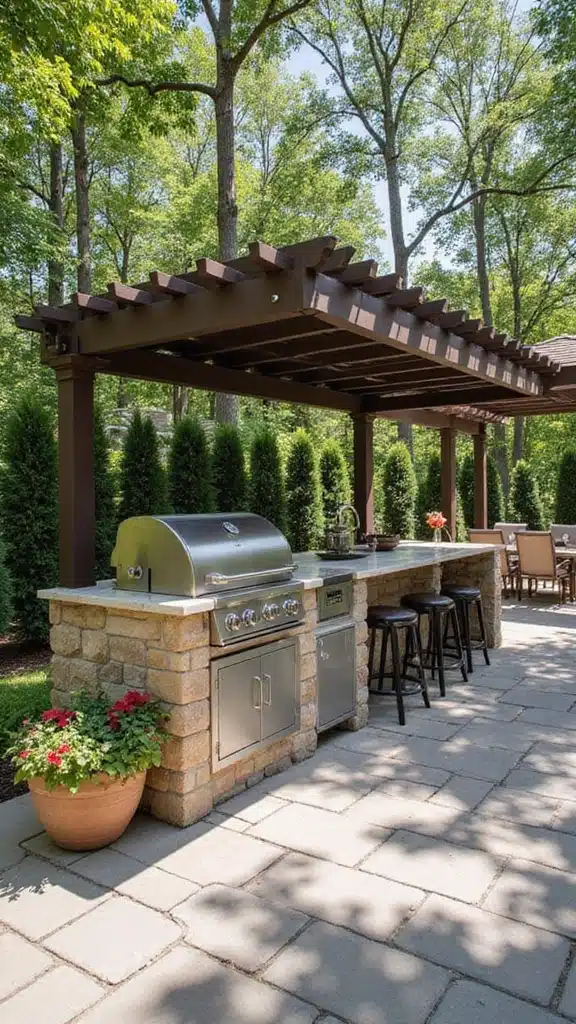 21 Stunning Outdoor Kitchens You’ll Want in Your Backyard - 15. Outdoor Kitchen with Pergola
