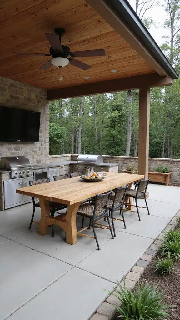 21 Stunning Outdoor Kitchens You’ll Want in Your Backyard - 16. Integrated Dining and Kitchen Space