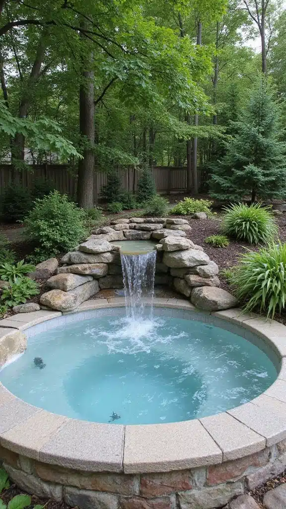 17 Backyard Water Features That Instantly Add Zen - 13. Spa-Style Hot Tub with Waterfall