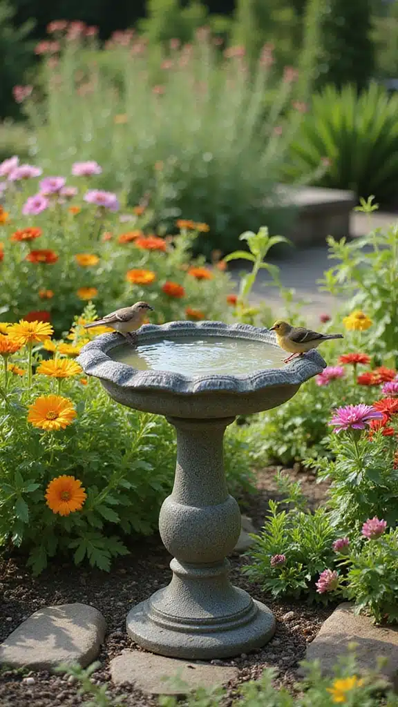 17 Backyard Water Features That Instantly Add Zen - 7. Charming Birdbath