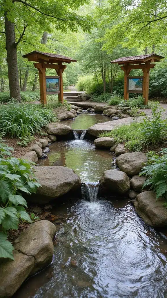 17 Backyard Water Features That Instantly Add Zen - 15. Natural Stream with Educational Signage