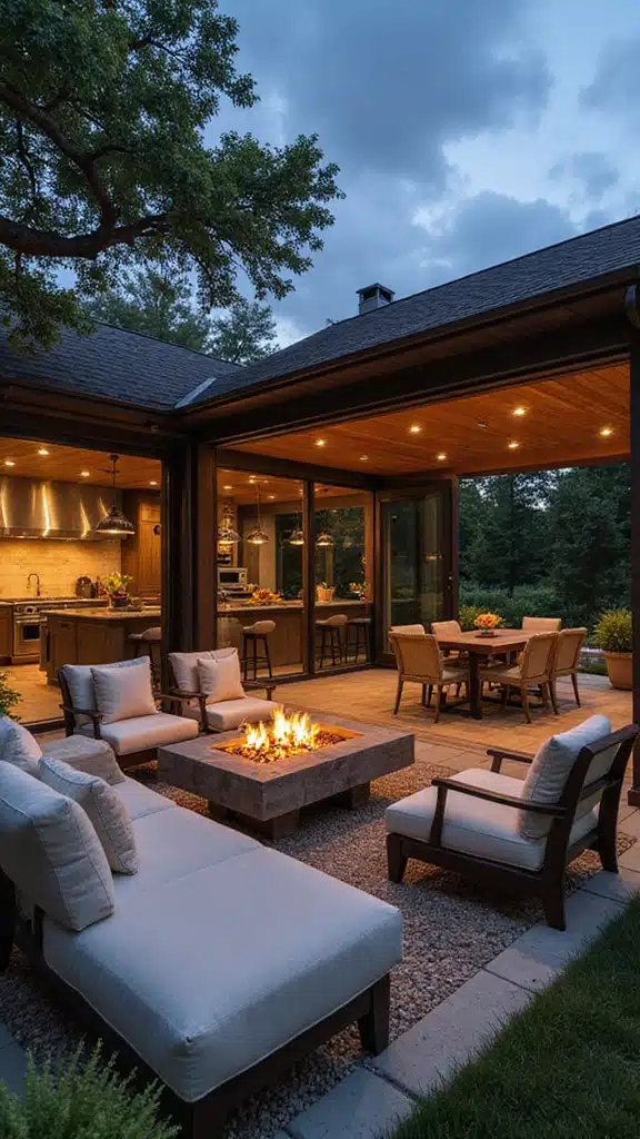 21 Stunning Outdoor Kitchens You’ll Want in Your Backyard - 17. Sophisticated Outdoor Lounge