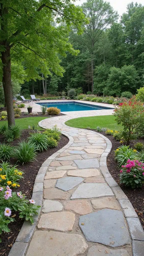 12 Poolside Garden Ideas That Feel Like a Private Oasis - 4. Stone Pathways