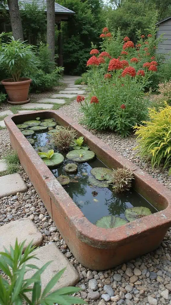 17 Backyard Water Features That Instantly Add Zen - 9. Rustic Water Trough