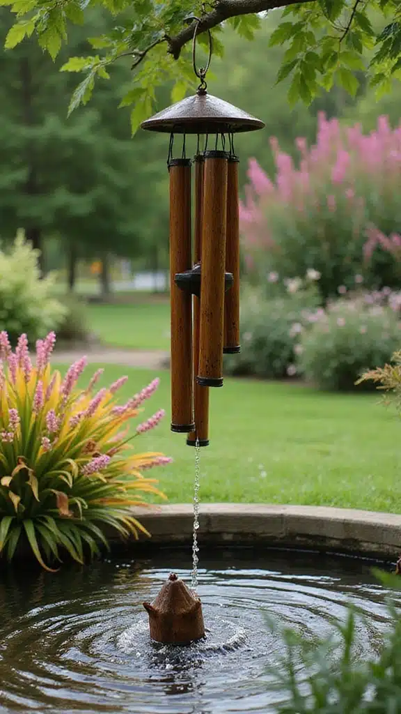 17 Backyard Water Features That Instantly Add Zen - 10. Soothing Water Chimes