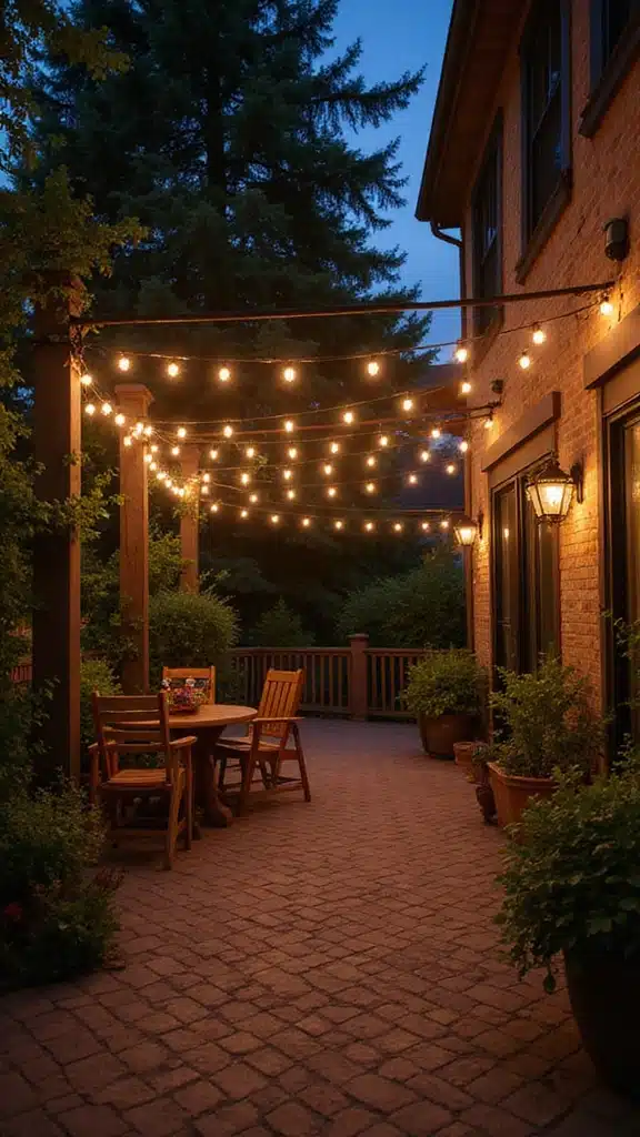 20 Dreamy Backyard Patios Perfect for Summer Nights (You'll Want to Spend Every Evening Here!) - 4. Enchanted Evenings with String Lights