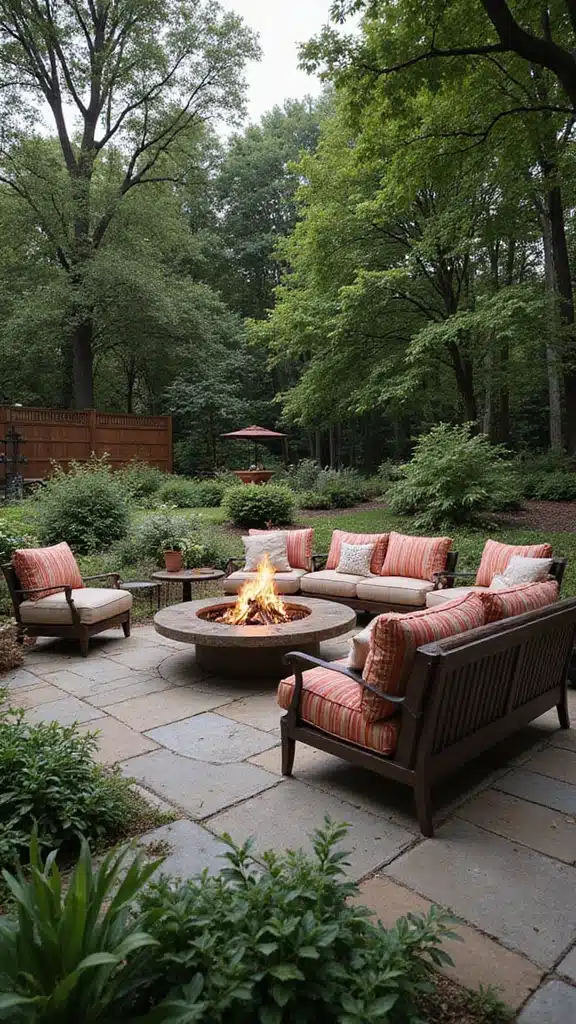 18 Outdoor Dining Spaces That Feel Like a Resort (You’ll Never Want to Leave Home!) - 1. Cozy Fire Pit Dining