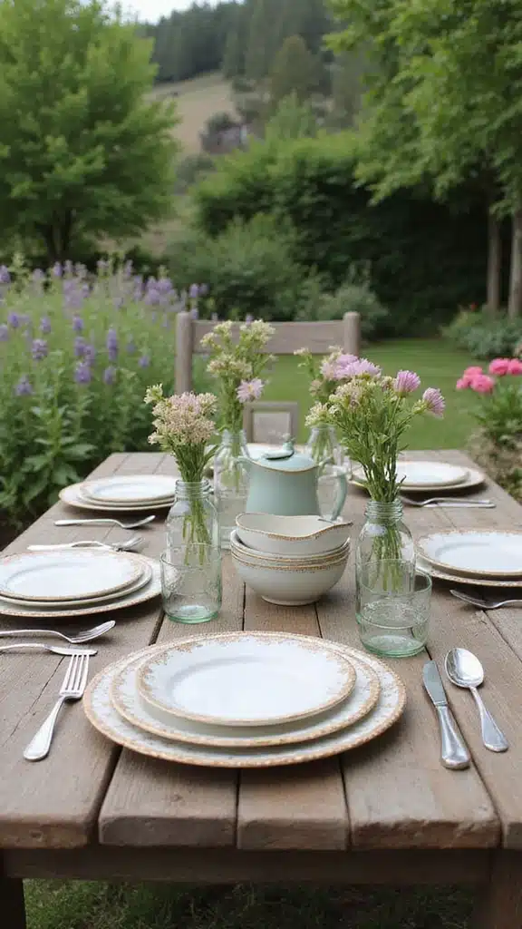 18 Outdoor Dining Spaces That Feel Like a Resort (You’ll Never Want to Leave Home!) - 3. Rustic Farmhouse Table