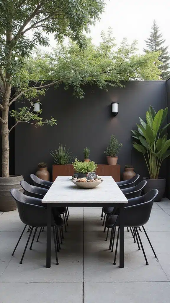 18 Outdoor Dining Spaces That Feel Like a Resort (You’ll Never Want to Leave Home!) - 5. Modern Minimalism